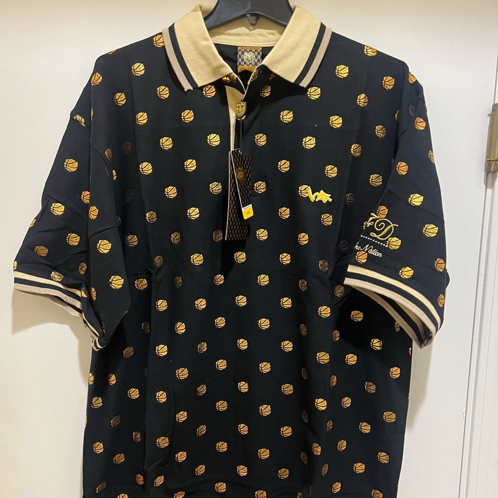 Bare Fox Urban Vintage Polo Shirt, Black Color Print All Over Shirt - NEW